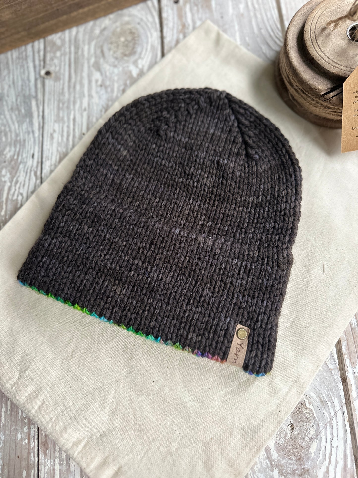 Merino wool double brim knit hat