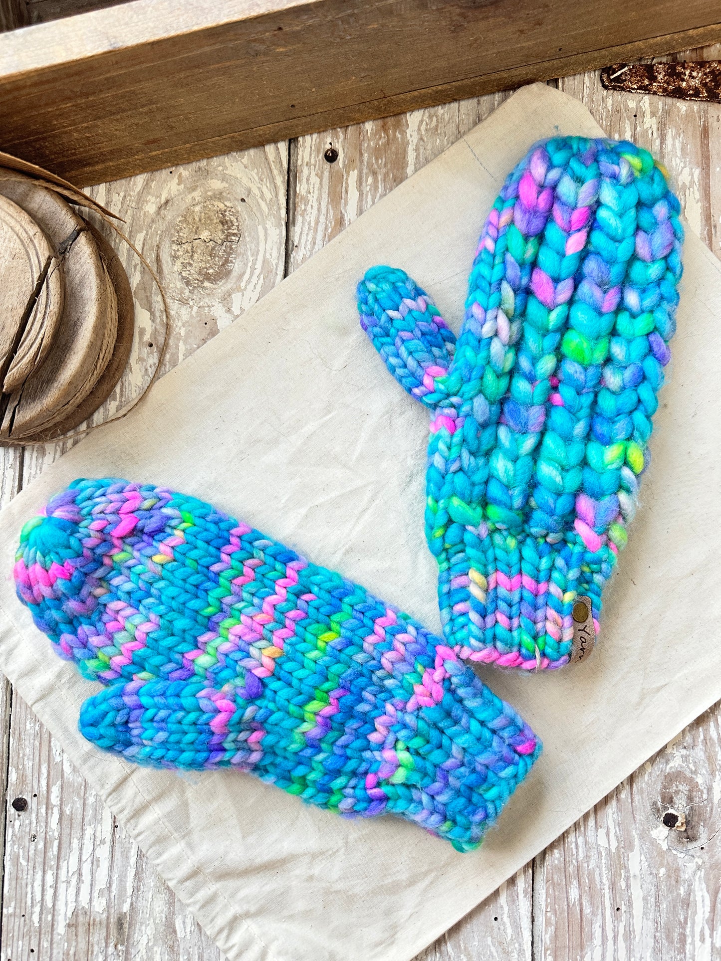 Merino wool knit mittens