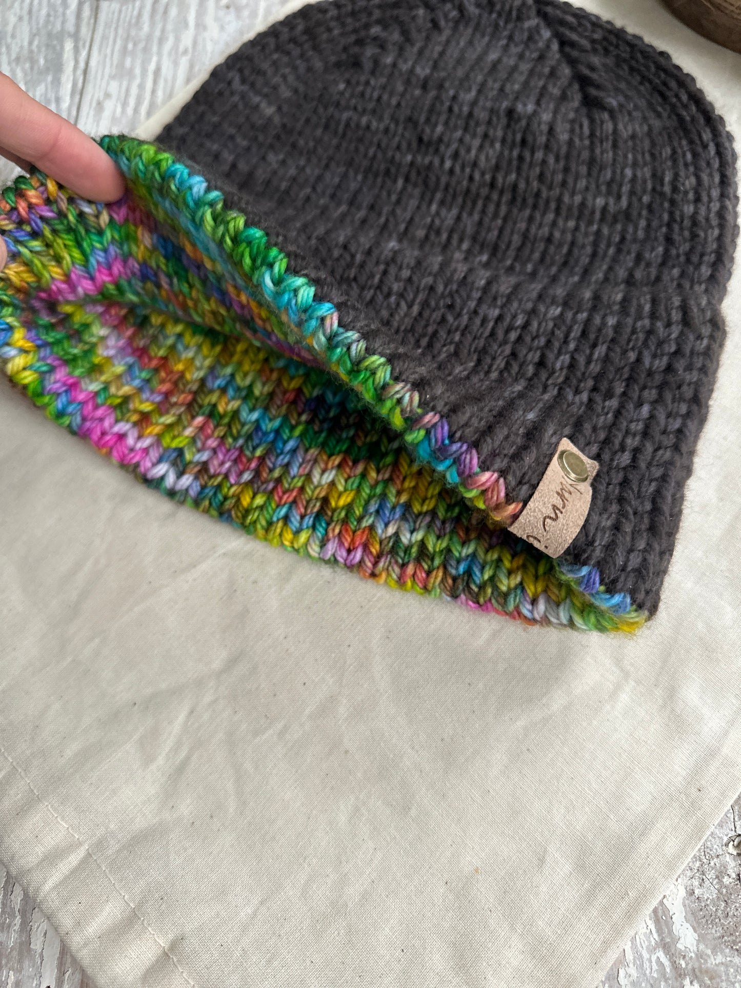 Merino wool double brim knit hat