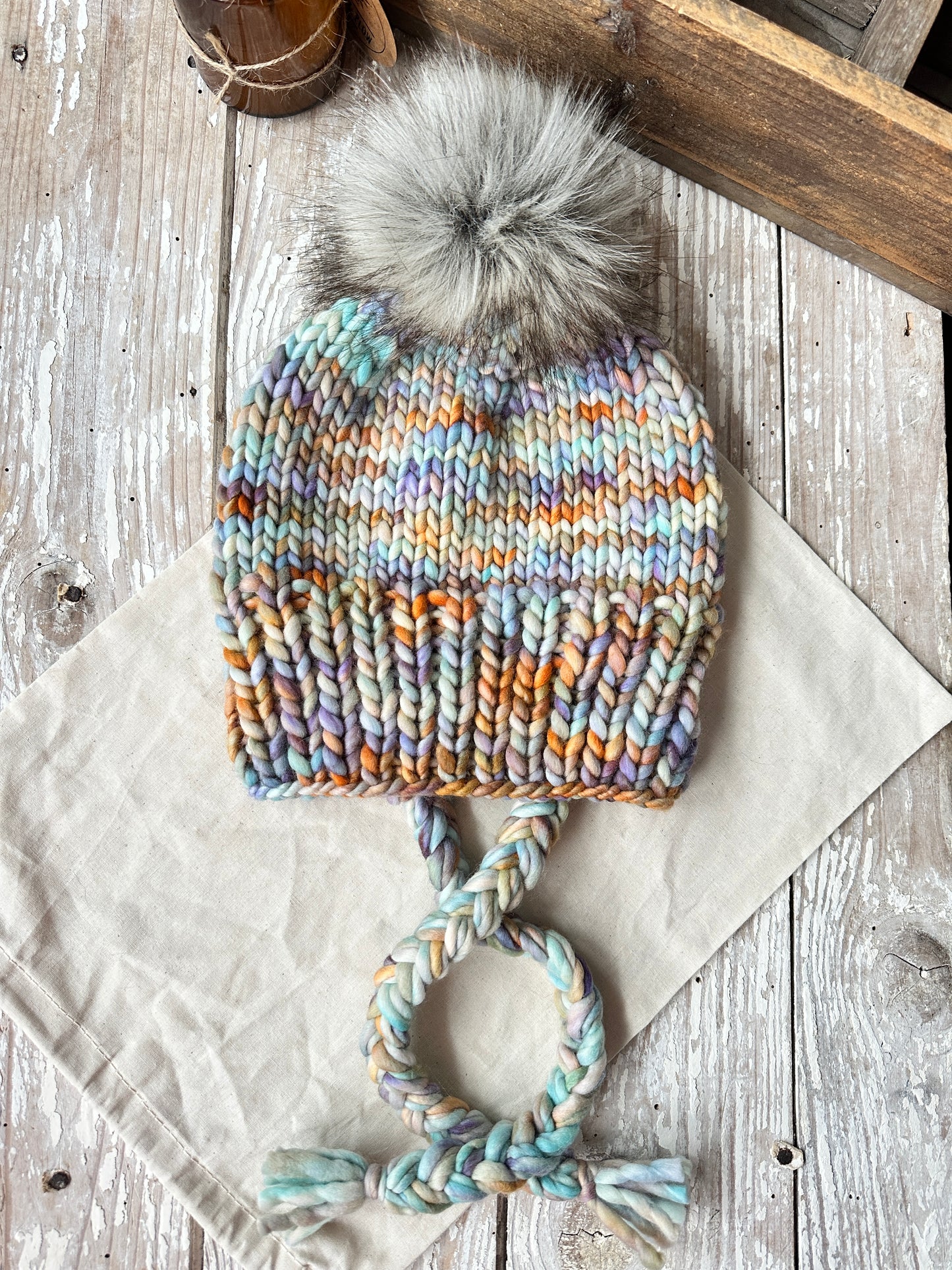 Reserved for Lauren - merino wool knit hat and mitten set