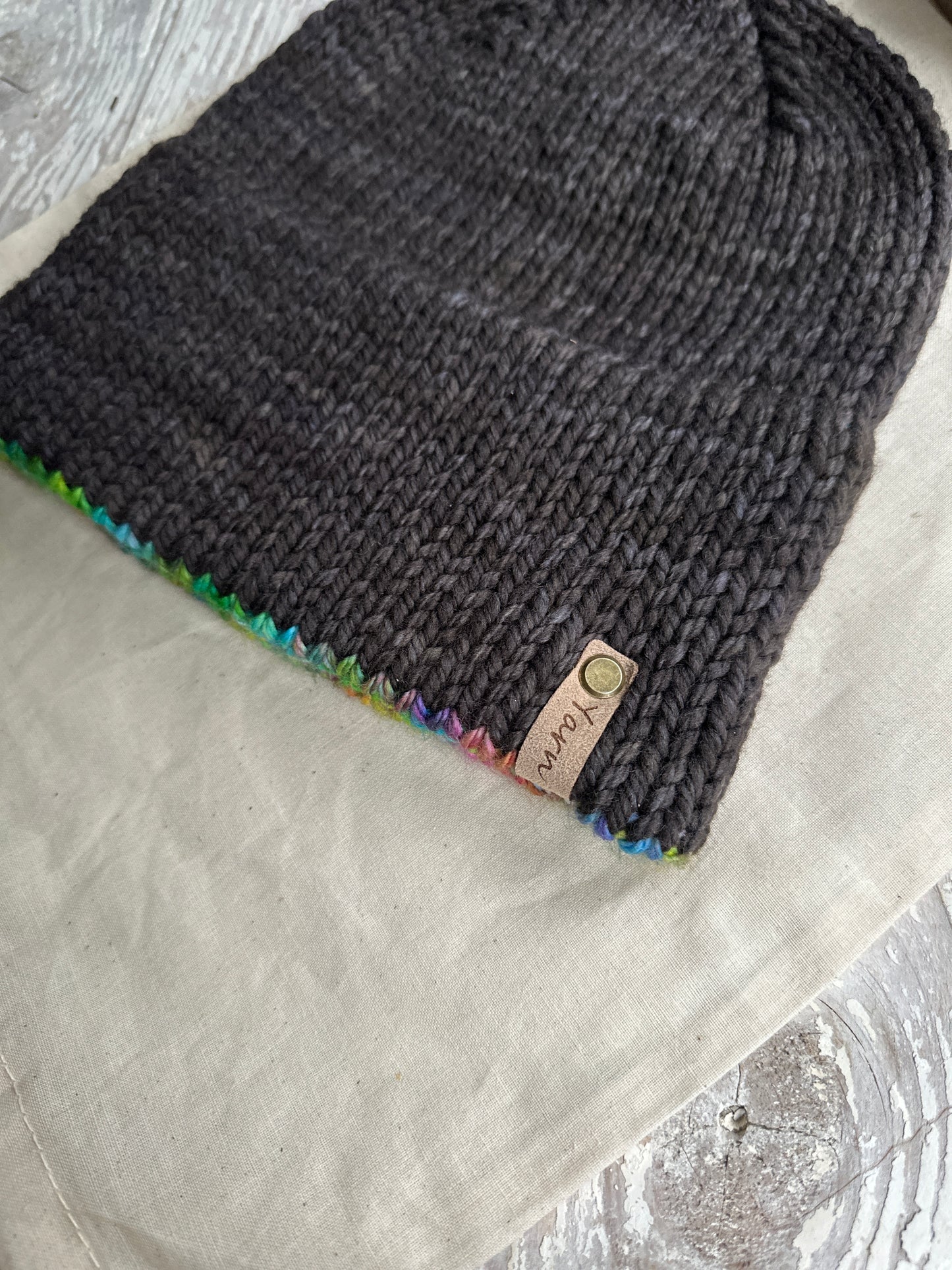 Merino wool double brim knit hat