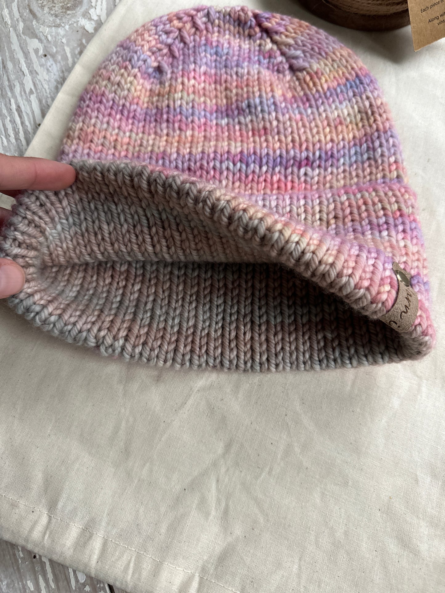 Merino wool double brim knit hat