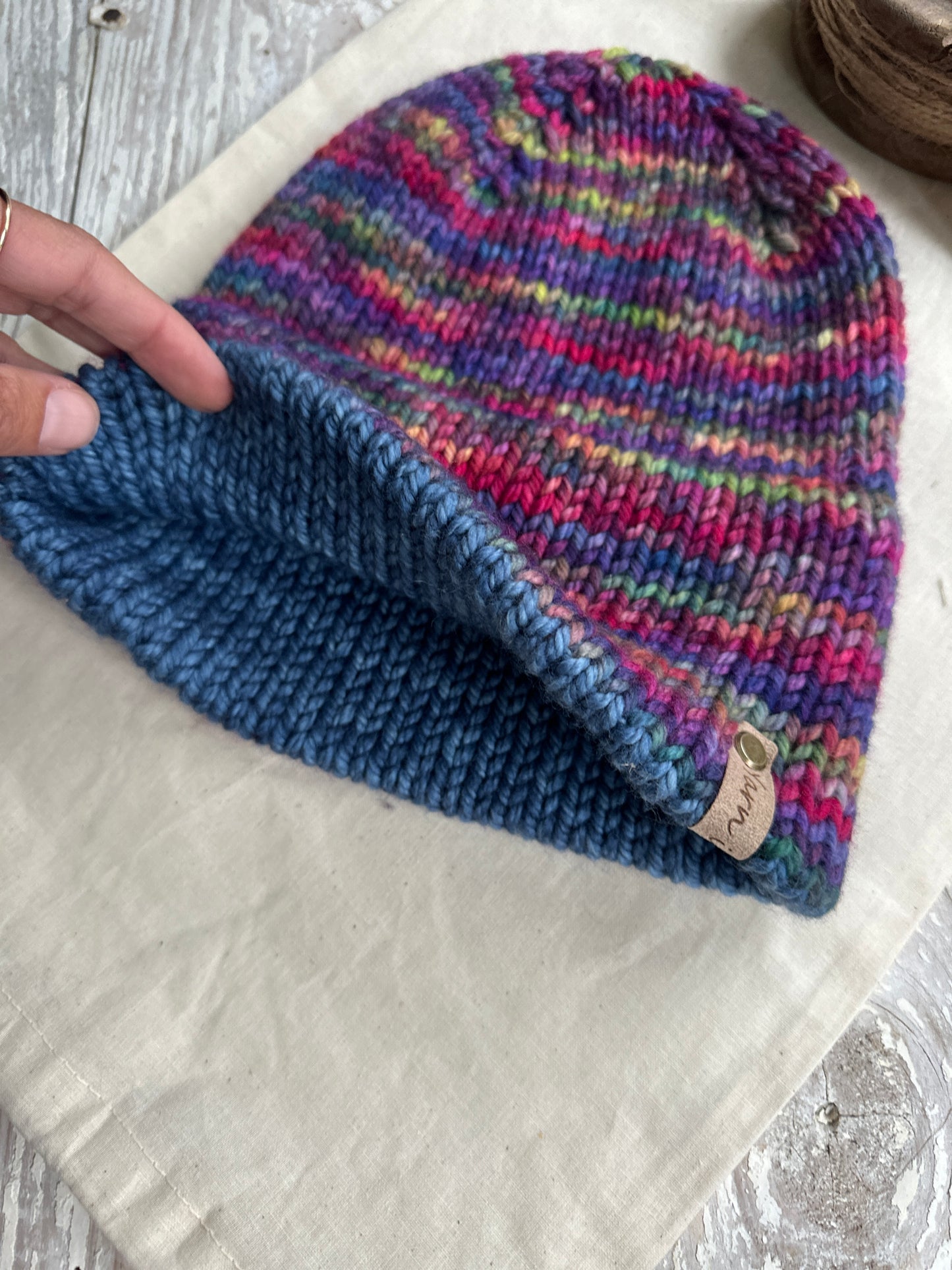 Merino wool double brim knit beanie