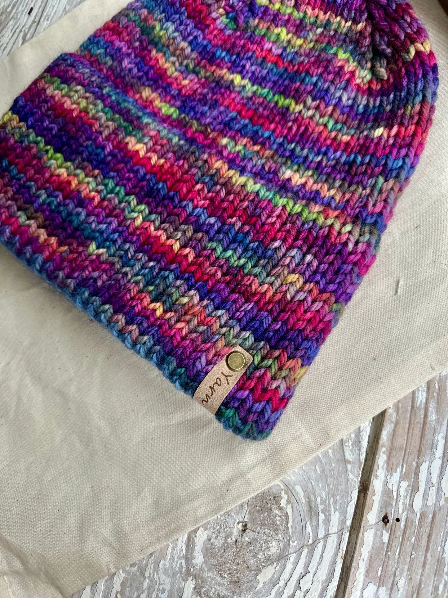 Merino wool double brim knit beanie