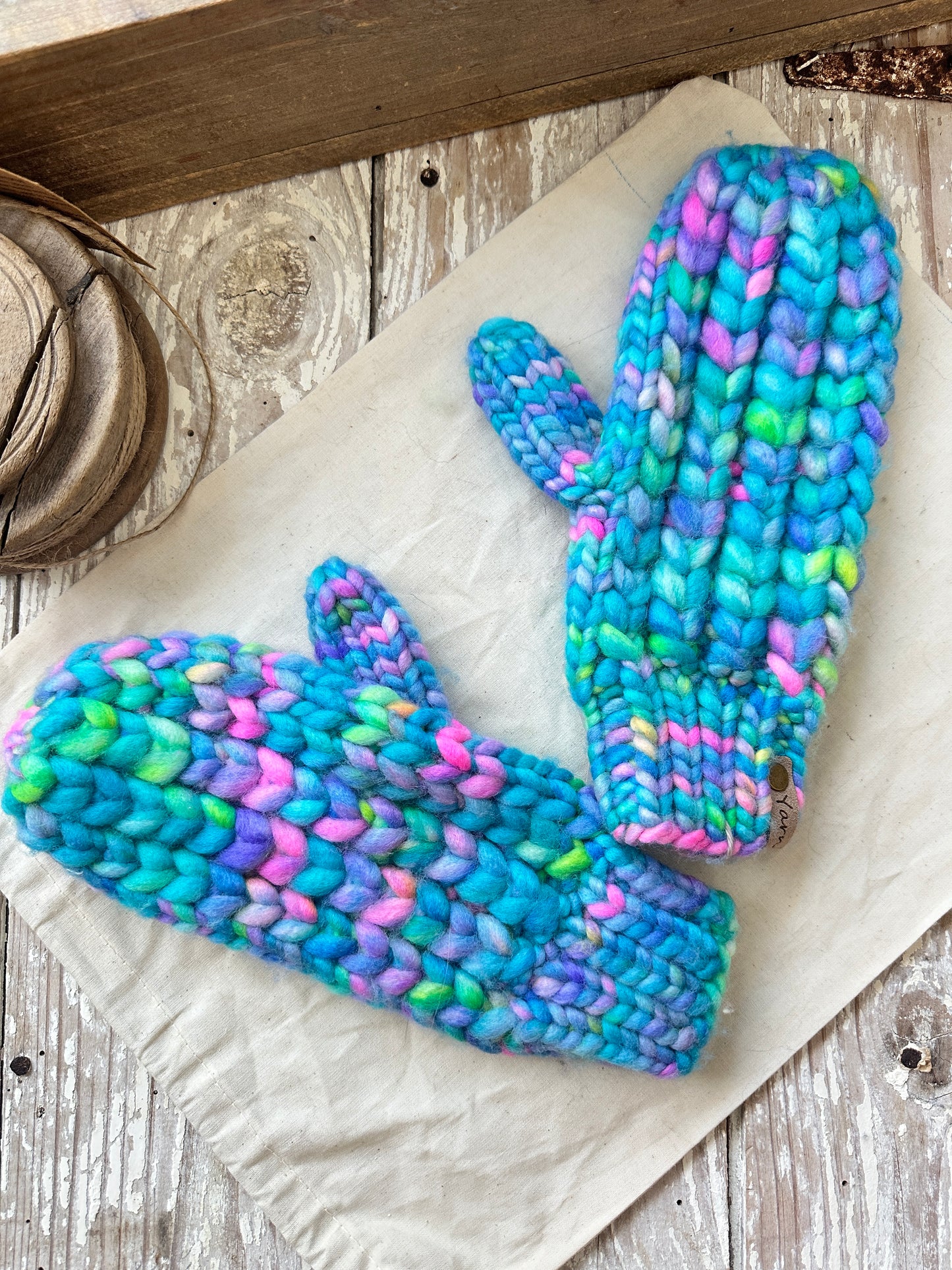 Merino wool knit mittens