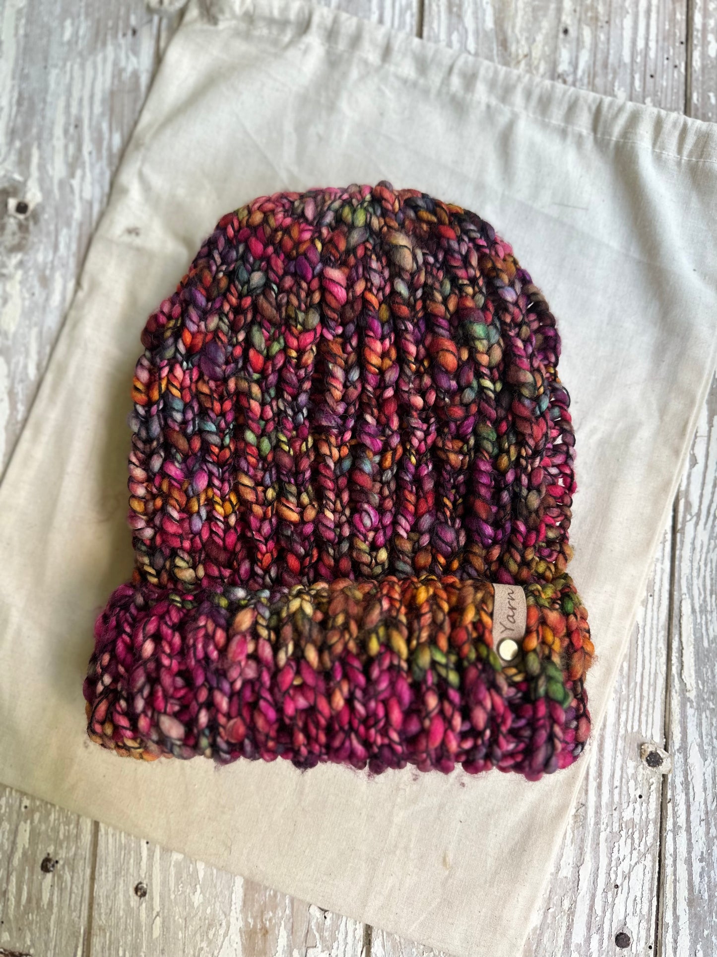 Merino wool folded brim knit beanie