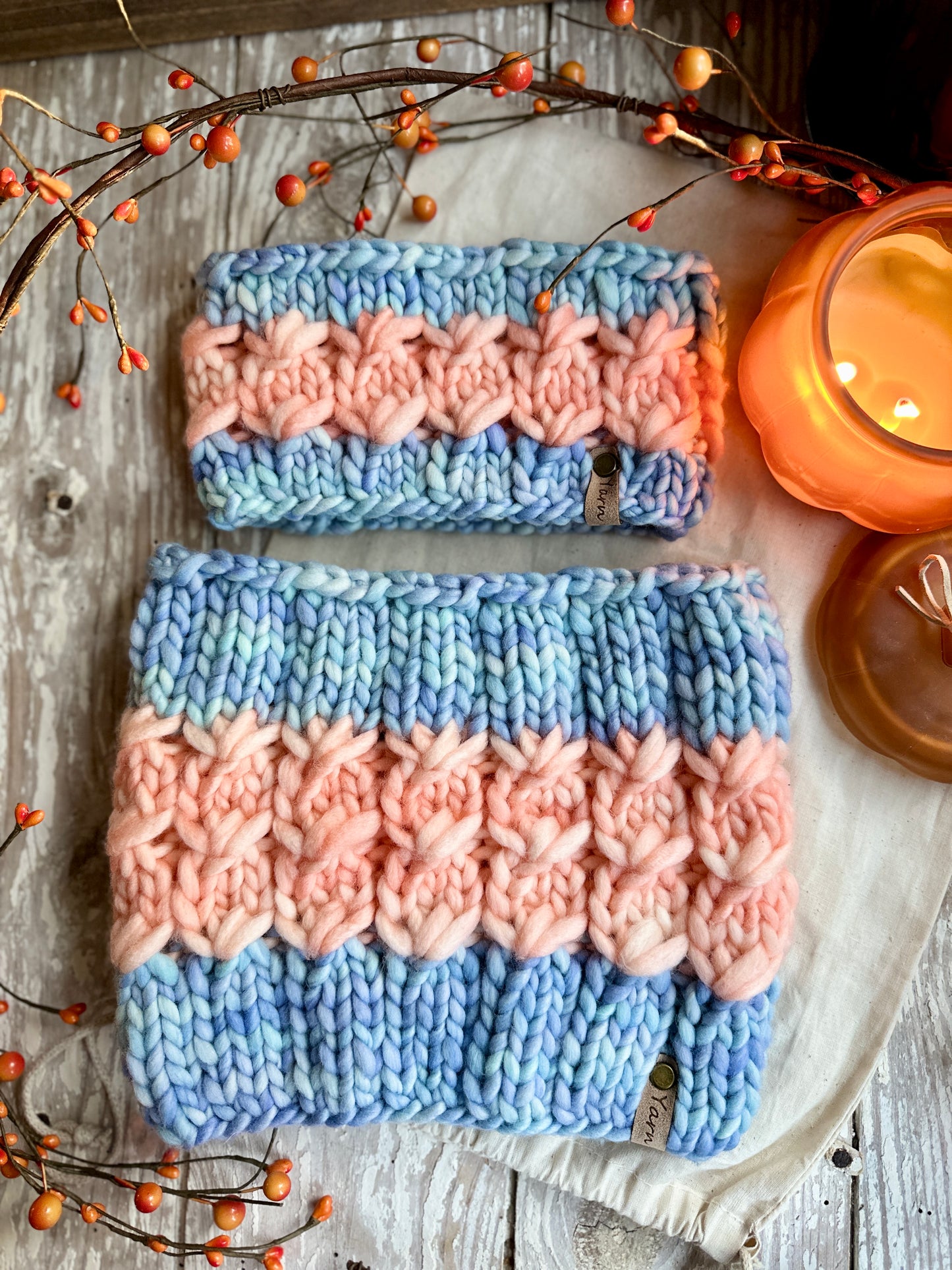 Merino wool headband and cowl set