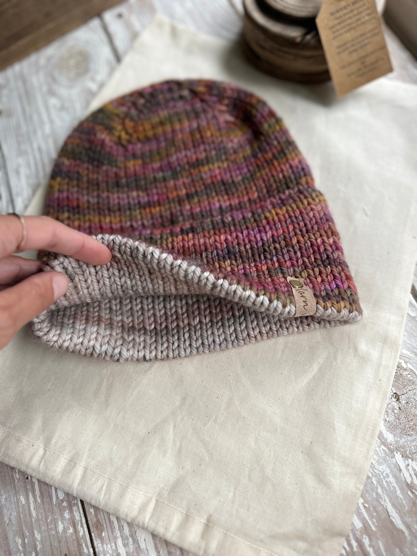 Merino wool double brim knit hat