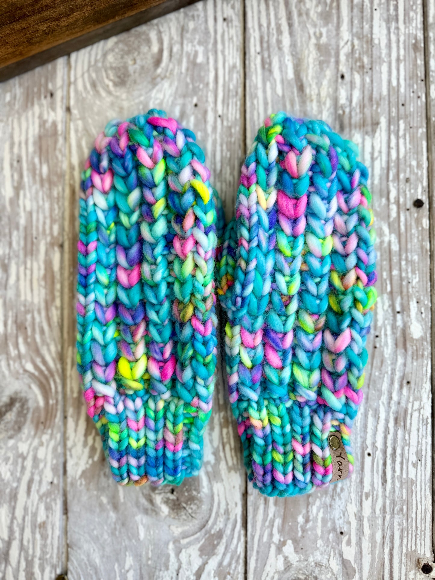 Merino wool knit mittens