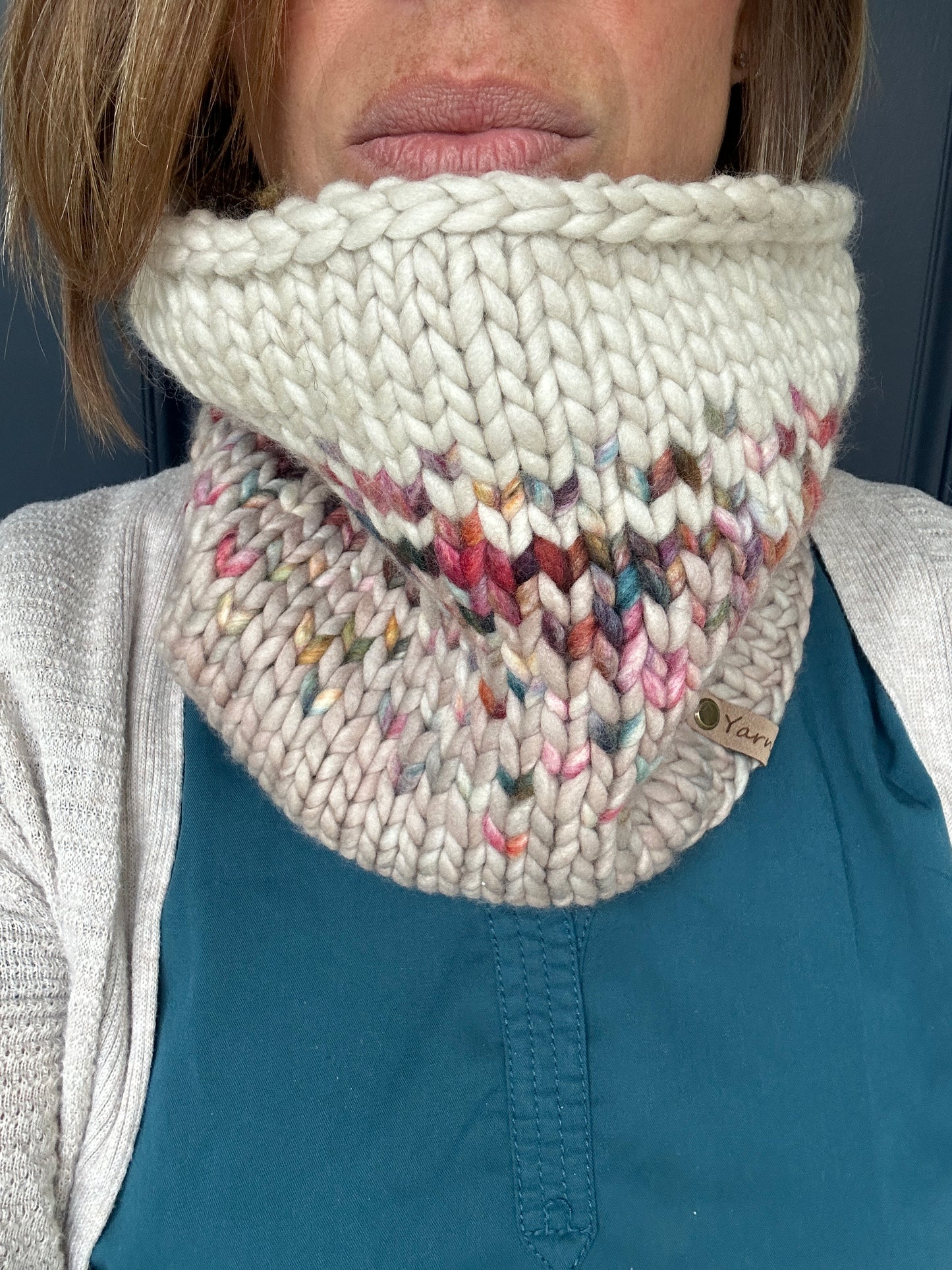 Merino wool knit cowl