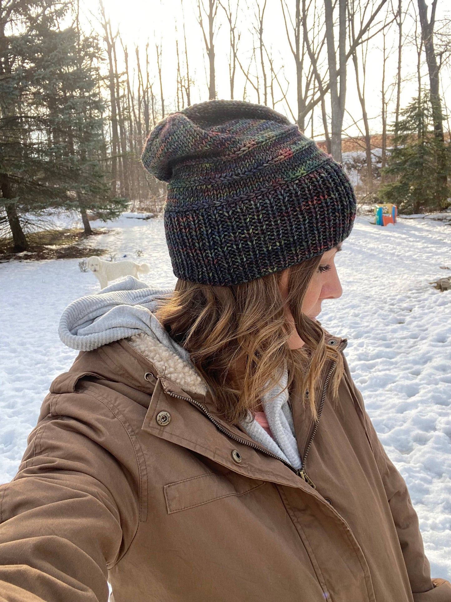 Slouchy merino wool knit hat